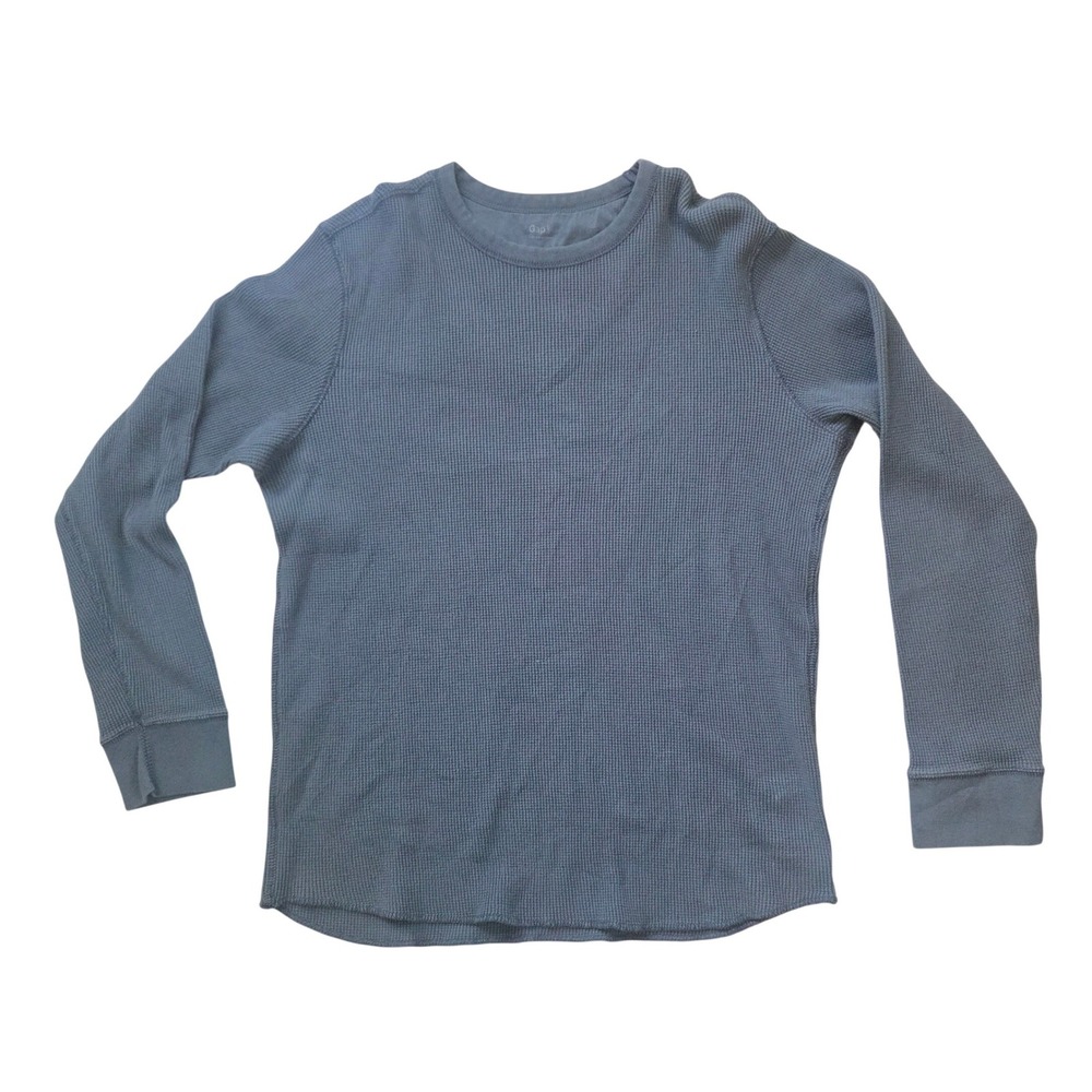 Gap Mens Large Waffle Knit Thermal Long Sleeve Basic Shirt Slate Blue Grey